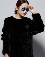 Load image into Gallery viewer, Knitted Mink Fur Coat Female Elastic Free Size Natural Fur Women&#39;s Winter Coats