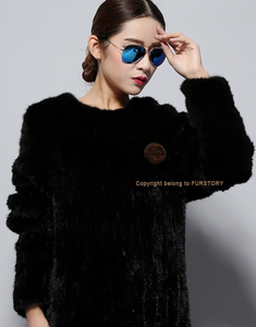 Knitted Mink Fur Coat Female Elastic Free Size Natural Fur Women's Winter Coats