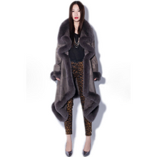 Load image into Gallery viewer, Natural Sheep Fur Coat Double Faced Overcoat Fox Fur Collar Trim Leather