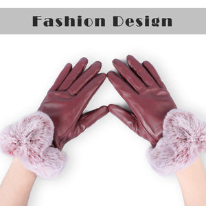 Women's sheep leather Gloves for Winter Real Rex Rabbit fur Cuff 22804
