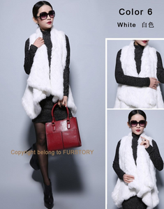 Women's Knitted Real Rabbit Fur Vest Europe Latest Style Long Vest Waistcoat Jacket