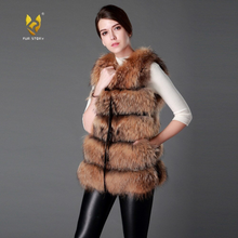 Load image into Gallery viewer, Raccoon Fur Vest Women&#39;s Real Fur and Leather Winter Girl&#39;s Warm Outerwear Fur Vest