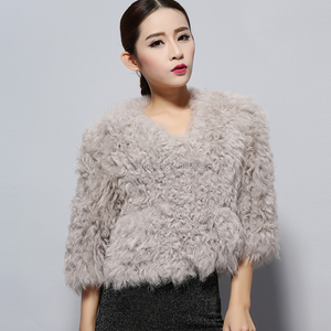 Knitted Natural Lamb Fur Coat Popular Short Fur Jacket Overcoat