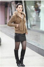 Load image into Gallery viewer, Women&#39;s Coats Fur Coats Real Knit Rabbit Fur Big Hood Thick Sweater Coats 010102