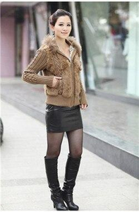 Women's Coats Fur Coats Real Knit Rabbit Fur Big Hood Thick Sweater Coats 010102