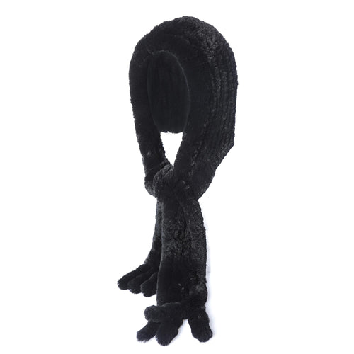 Fur Hooded Scarf Hat Scarves Hood Scarf Beanie For Women Head Neck Warmer Winter With Rabbit Fur