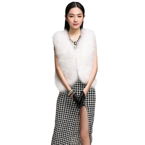 Natural Turkey Fur Vest Stylish Puff Fur Vest Real Fur Vest Female