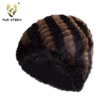 Load image into Gallery viewer, Womens Hats Winter Knitted Real Mink Fur Cap Women Fur Hat Winter Hat Headgear Ears Warmer Headdress Mink Women Hat Women&#39;s Hats &amp; Caps Fur Story FS13603