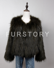 Load image into Gallery viewer, Knitted Natural Raccoon Fur Coat Winter Jacket Overcoat Long Sleeve