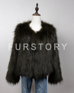 Knitted Natural Raccoon Fur Coat Winter Jacket Overcoat Long Sleeve