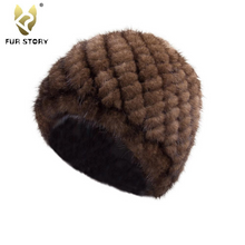 Load image into Gallery viewer, Womens Hats Winter Knitted Real Mink Fur Cap Women Fur Hat Winter Hat Headgear Ears Warmer Headdress Mink Women Hat Women&#39;s Hats &amp; Caps Fur Story FS13603