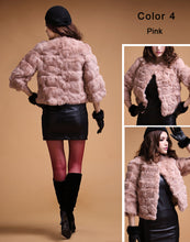 Load image into Gallery viewer, Real Rabbit Fur Coat Short Overcoat Jacket Womens&#39; Top Winter Dress Good Quality Fur Coat Female Fur Story FS13016