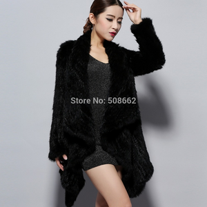 Natural Rabbit Fur Coat Jacket Biggest Size Jacket Winter Long Overcoat