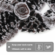 Load image into Gallery viewer, Women&#39;s Rex Rabbit Fur Scarf Ladies Flowers Crochet Winter Warm Knitted Fashion Scarf Scarves for Women