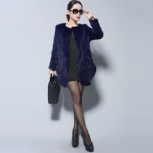 Load image into Gallery viewer, Natural Mink Fur Knitting Coat  Jacket Overcoat Long Length Version Outerwear Full Sleeve