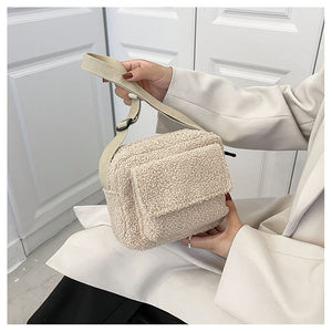 Fluffy Plush Square Shoulder Bag Crossbody Bag Female Mini Bag 22441