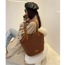 Load image into Gallery viewer, Plush Tote Bag for Women Soft Plush Shoulder Handbag 22453