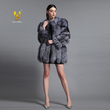 Load image into Gallery viewer, Natural Fox Fur Coat Luxury Fur Overcoat Garment Jacket Large Size O-Neck