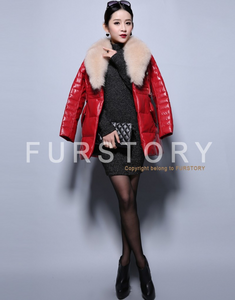 Genuine Leather Coat Down Jacket Luxury Fox Fur Collar Women Overcoat