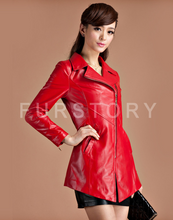 Load image into Gallery viewer, Genuine Sheep Leather Jacket Windbreak Long Lamb Leather Outer Coat