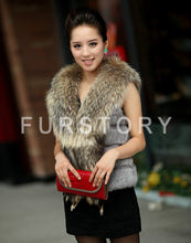 Load image into Gallery viewer, Natural Rabbit Fur Knitter Sweater Long Vest Waistcoat Jacket