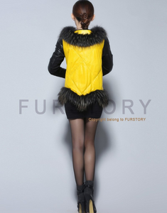 Women's Genuine Leather Coat Down Jacket with Real Fox Fur Collar Leather Coats Female