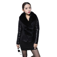 Load image into Gallery viewer, Genuine Sheep Leather Down Jacket Fox Fur Collar Thick Jacket Winter Overcoat