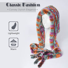 Load image into Gallery viewer, Fur Hooded Scarf Hat Scarves Hood Scarf Beanie For Women Head Neck Warmer Winter With Rabbit Fur