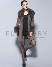 Load image into Gallery viewer, Lamb Fur Collar Coat Top Grade Genuine Sheep Leather Full Sleeve Jacket