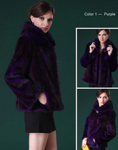 Load image into Gallery viewer, Natural Mink Fur Coat Big Fur Collar Full Pelt Whole Leather Fur Overcoat