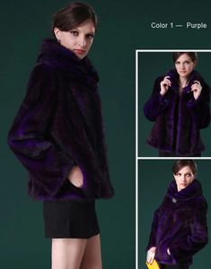 Natural Mink Fur Coat Big Fur Collar Full Pelt Whole Leather Fur Overcoat