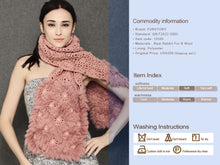 Load image into Gallery viewer, Real Knitted REX Rabbit Fur Scarf Beautiful Long Wrap Cape Shawl Neck Warmer Patches Color Top Quality FS15505