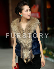 Load image into Gallery viewer, Natural Rabbit Fur Knitter Sweater Long Vest Waistcoat Jacket
