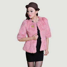 Load image into Gallery viewer, Natural Rabbit Fur Coat  Women&#39;  Fashion Grace Overcoat Jacket