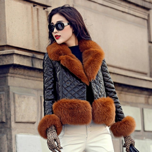 Load image into Gallery viewer, Genuine Leather Jacket Coat for Women Winter with Natural Fox Fur Collar and Trim