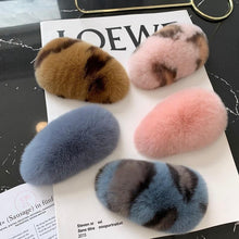 Load image into Gallery viewer, Hair Clip Real Fur Hair Accessories Korean Ins Real Rex Rabbit Hair Clip Super Large Lovely Plush Hairpin Fur Hairpin FS21A17