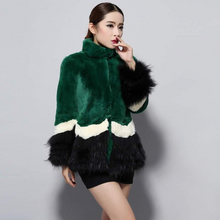 Load image into Gallery viewer, Natural Rex Rabbit Fur Coat Real Raccoon Fur Trim Sleeve Cuff Jacket  Thick Fur Overcoat