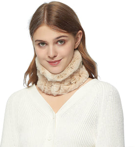 Women Winter Knitted Rex Rabbit Neck Warmer Infinity loop Scarf Scarves For Women Ladies