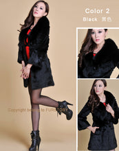 Load image into Gallery viewer, Women&#39;s Long Real Rabbit Fur Coat with Fox Fur Collor Fur Story FS13070