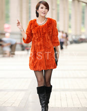 Load image into Gallery viewer, Women&#39;s  Real Rex Rabbit Fur Coat  Bright color Natural Fur Coat Female 13013