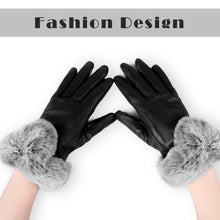 Load image into Gallery viewer, Women&#39;s sheep leather Gloves for Winter Real Rex Rabbit fur Cuff 22804