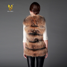 Load image into Gallery viewer, Raccoon Fur Vest Women&#39;s Real Fur and Leather Winter Girl&#39;s Warm Outerwear Fur Vest