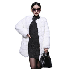 Load image into Gallery viewer, natural Rabbit Fur Coat Full Sleeve Overcoat Women Outerwear Winter 110cm Length