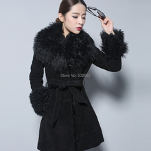 Load image into Gallery viewer, Lamb Fur Collar Coat Top Grade Genuine Sheep Leather Full Sleeve Jacket
