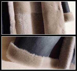 Women's Natural Long Lamb Fur Coat Double Faced Fur Coat