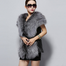 Load image into Gallery viewer, Natural Silver Fox Fur Vest Jacket for Women Winter