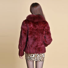 Load image into Gallery viewer, Women' Real Rabbit Fur Jacket with Real Fox Fur Collar Real Fur Jacket Coat 010119