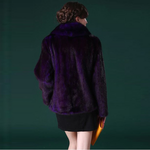 Natural Mink Fur Coat Big Fur Collar Full Pelt Whole Leather Fur Overcoat
