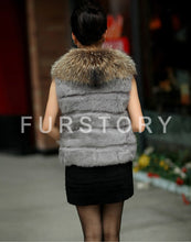 Load image into Gallery viewer, Natural Rabbit Fur Knitter Sweater Long Vest Waistcoat Jacket