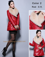 Load image into Gallery viewer, Genuine Leather Coat Down Jacket Luxury Fox Fur Collar Women Overcoat